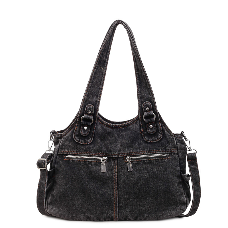 Bolso de denim para mujeres 2026 nueva moda multibolsillo de hombro tote de gran capacidad de transporte de mano mochila