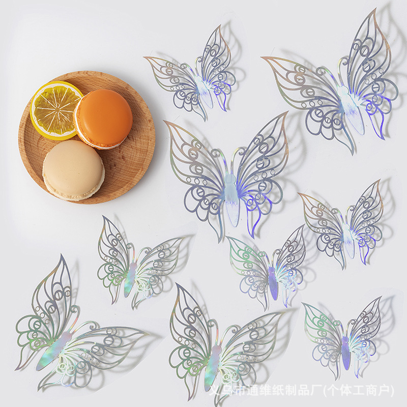 12 pegatinas doradas de mariposas huecas para pared, pegatinas de mariposas para decoración de paredes del hogar, pegatinas creativas de mariposas.