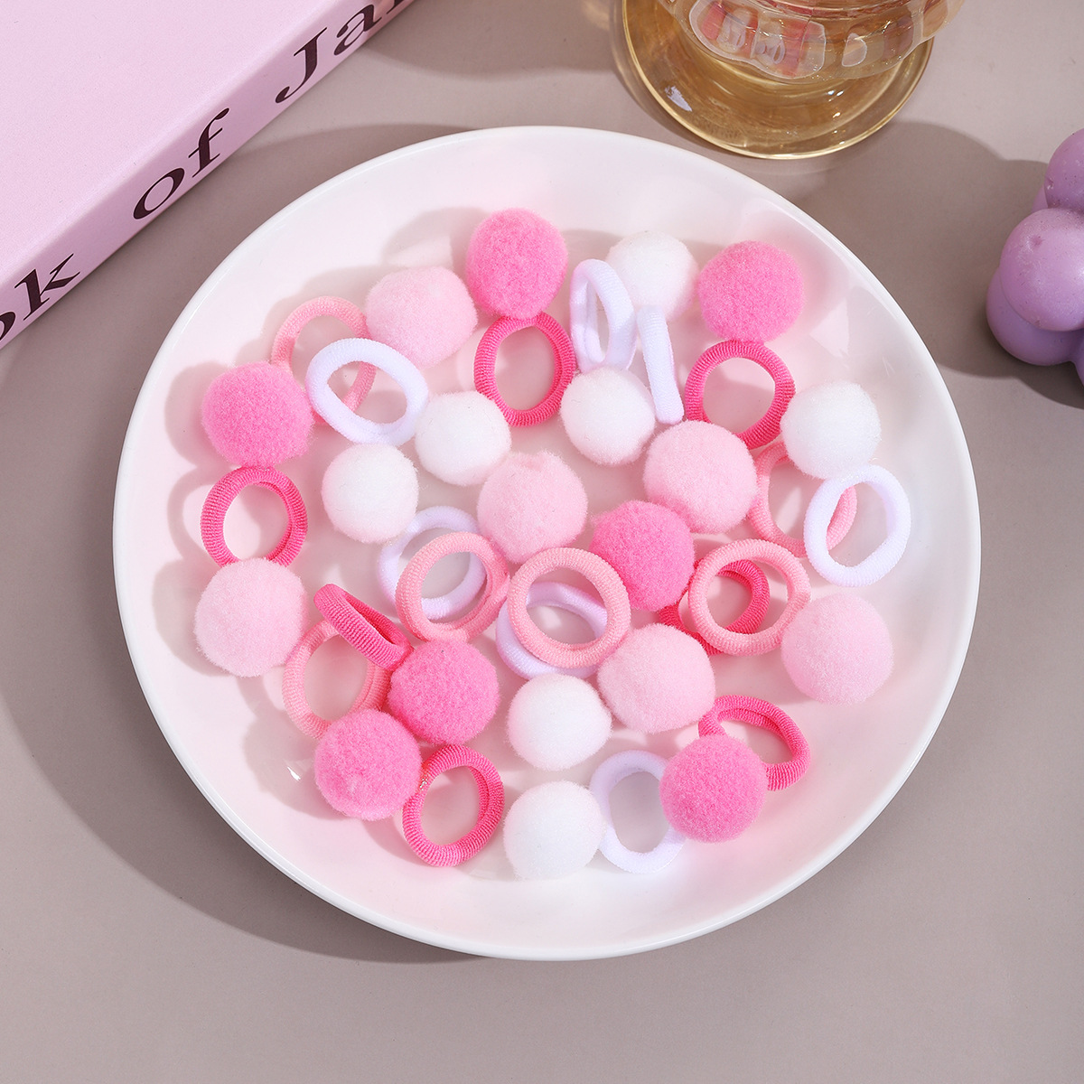 Juego de cuerda para el cabello de bola de color caramelo para niños, bolsa de estilo dulce para bebés, mini cuerda para la cabeza de alta elasticidad, banda de goma, accesorios para el cabello