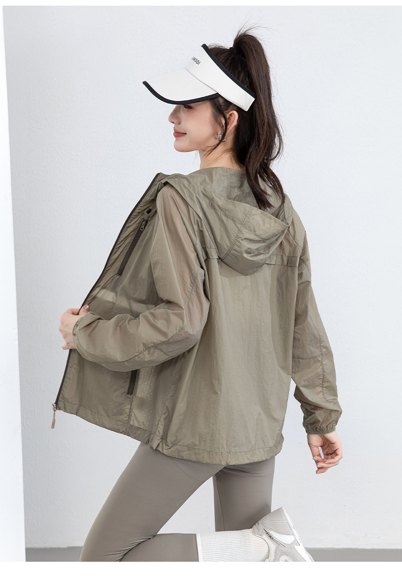 Áo chống nắng nam mũ trùm đầu dáng nhẹ thoáng khí — Xanh lá cây chi tiết 27
