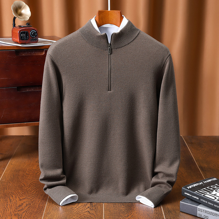 Autumn and Winter New Style Young and Middle-Aged Men's Worsted Wool Sweater Thick Knitted Sweater Top Casual Half-Zip Men's Clothing Autumn and Winter New Style Young and Middle-Aged Men's Worsted Wool Sweater Thick Knitted Sweater Top Casual Half-Zip Men's Clothing