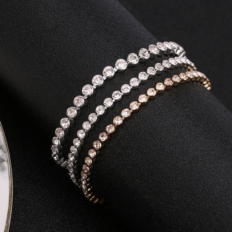 Sweet Crystal Student Japanese And Korean Version Silver Plated Jewelry Simple Zircon Versatile Bracelet