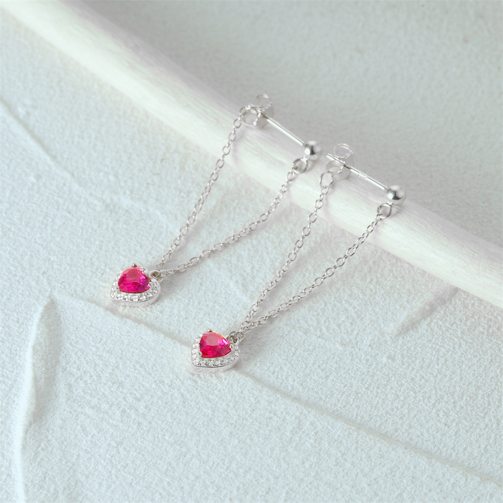 925 Sterling Silver Material 1 Pair 925 Sterling Silver Heart Shape Drop Earrings