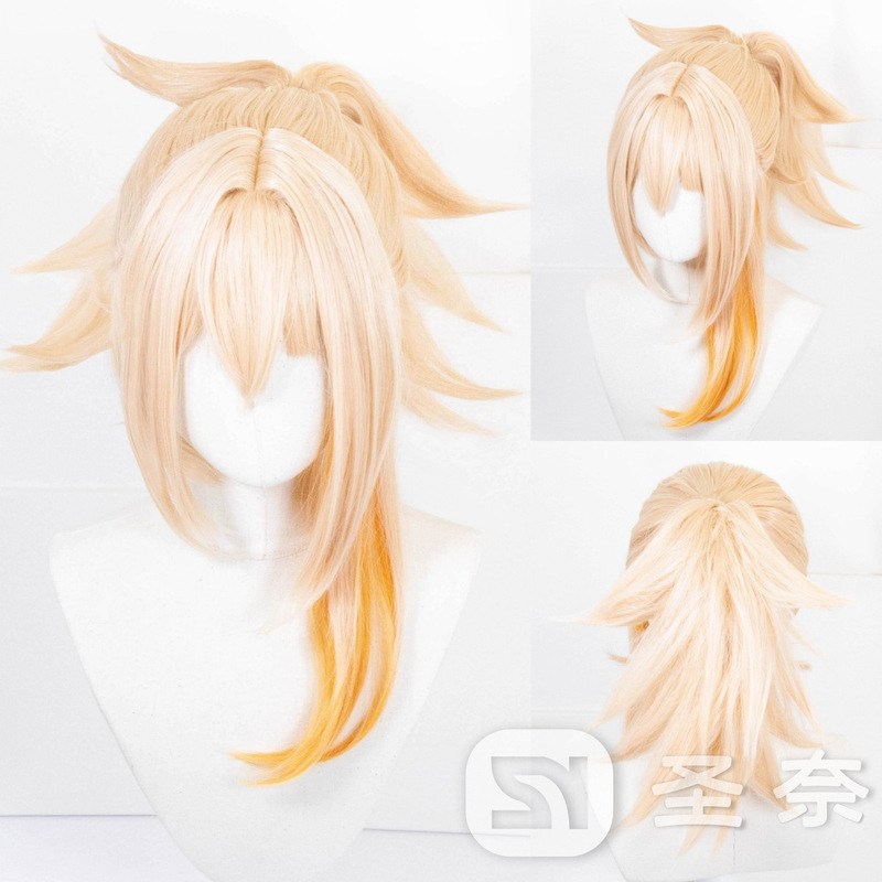 [Save Nai] Xiaogong Genshin Impact Cos Wig Tiger Mouth Clip Version Hair Process Weight: 59g Natural and Elegant