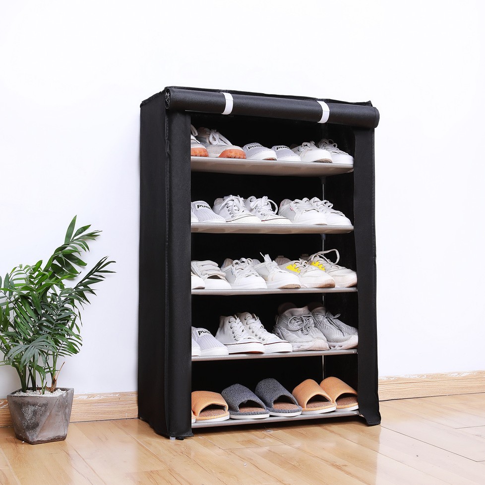 Zapatero simple montaje de tubo de acero multicapa gabinete de zapatos a prueba de polvo Almacenamiento de dormitorio de estudiantes gabinete de zapatos económico