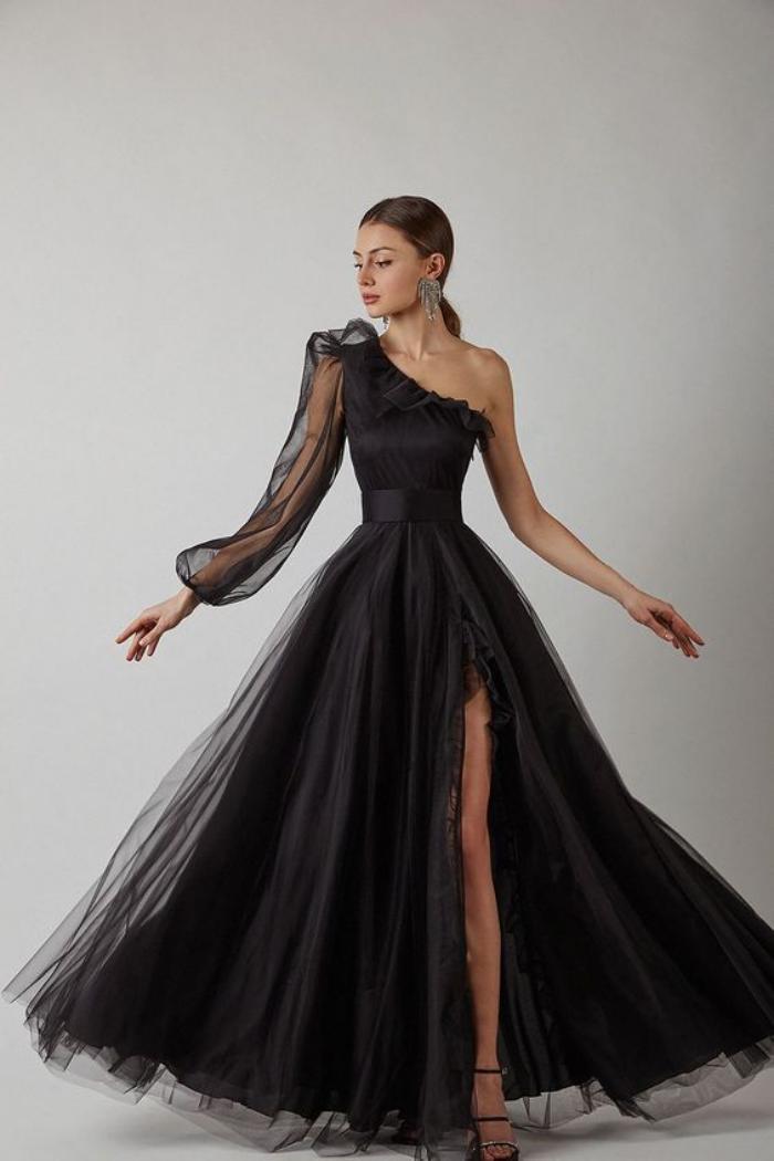 Vestido de noche de pasarela con abertura y un solo hombro, estilo europeo y americano, sexy, de manga larga, novedad de verano 2026 image 9
