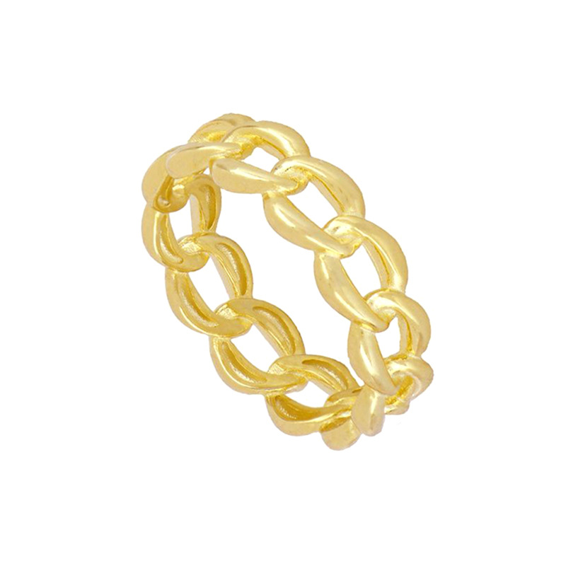 Korean Geometric Chain Ring Retro European And American Plated 18k Gold Hollow Closed Ring display picture 1
