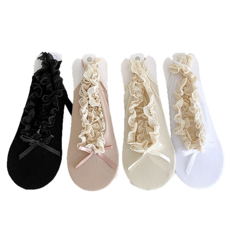 Bowknot ballet estilo correa para mujer calcetines de barco encaje calcetines japoneses zapatos de ballet Mary Jane calcetines de boca baja