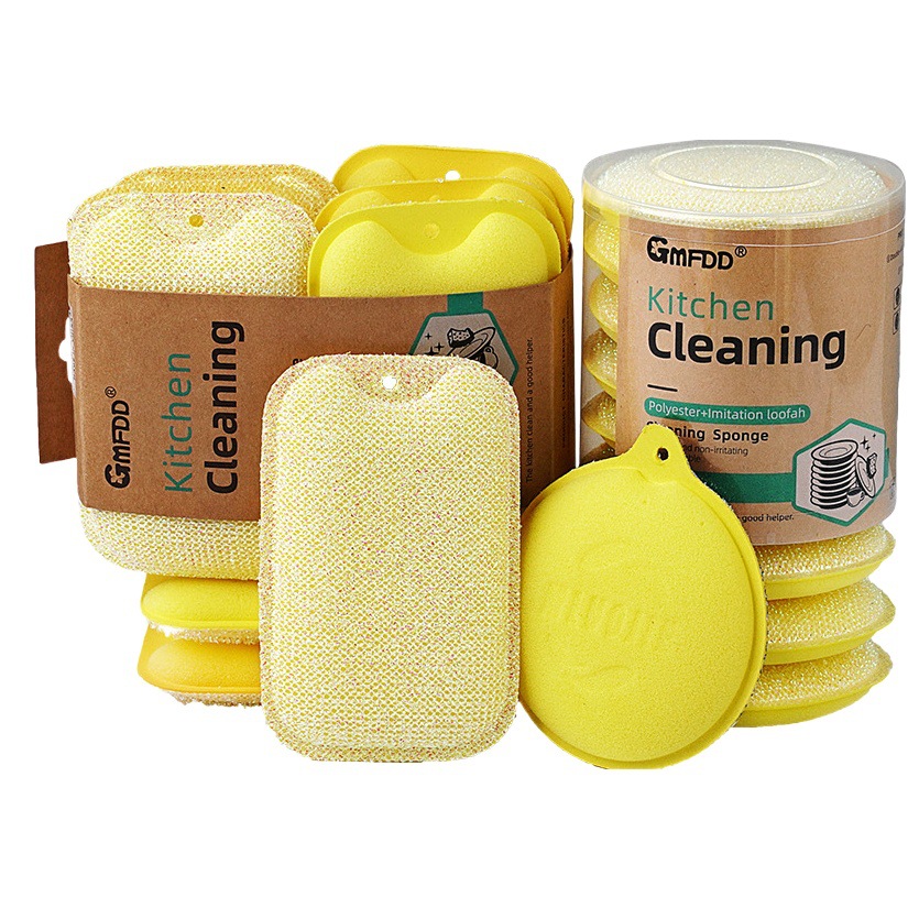 Colorido de seda esponja de doble cara limpieza de la cocina esponja para lavar platos engrosada almohadilla para fregar paño de lavado de hogar trapo mágico
