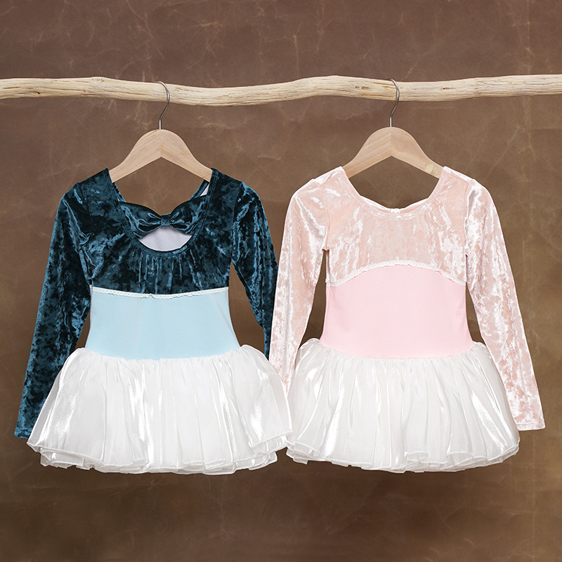 Ropa de baile para niños, ropa de entrenamiento de ballet de manga larga de otoño e invierno para mujeres