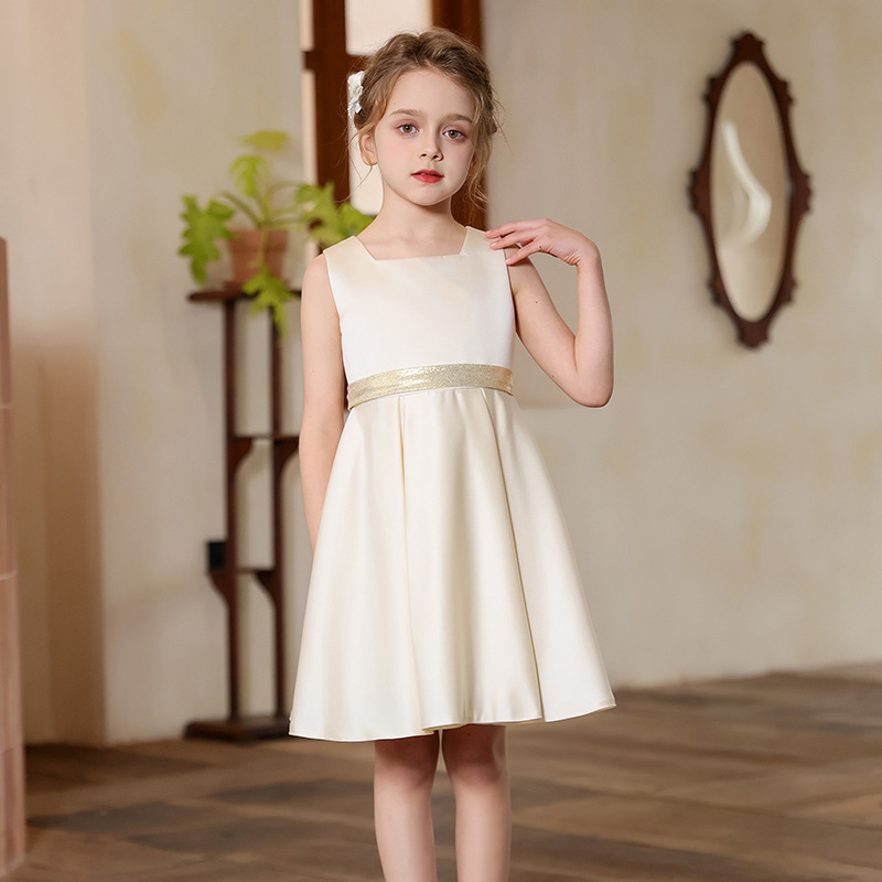 Vestido para niños nuevo vestido de princesa de estilo occidental vestido sin mangas presentador de piano espectáculo de pasarela vestido de cumpleaños