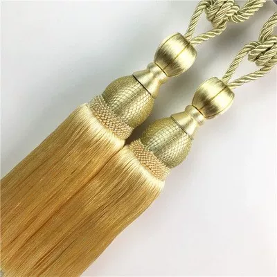 Trailer rope/net/strap, Curtain Gold Wire Tie - pair-of-light-jade-send-small-hook