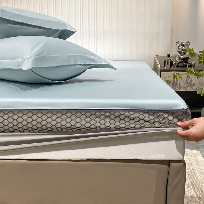 Class A 100 high solid color fitted sheet three-piece single piece fitted sheet pure cotton breathable bedspread mattress non-slip protective cover