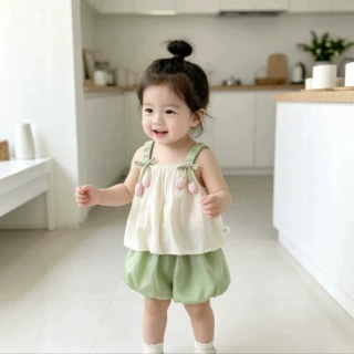 儿童夏装套装新款洋气郁金香女宝宝无袖吊带女童裙子婴儿两件套夏