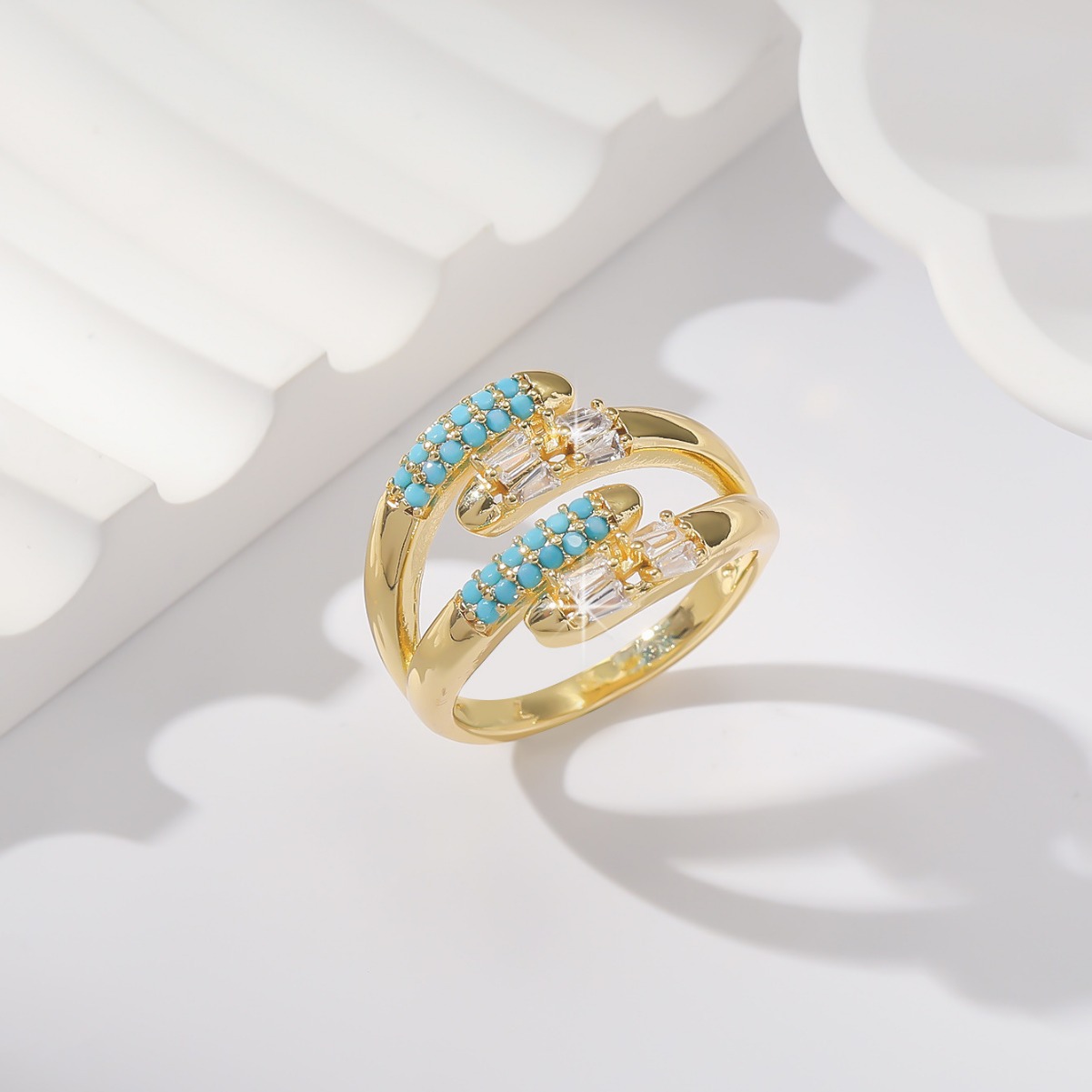 copper retro blue diamond with zircon