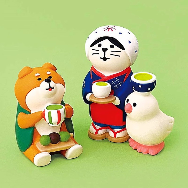 日本式抹茶シリーズ家庭猫樹脂かわいい車載デスクトップdiy小置物プレゼントミニチュア撮影場