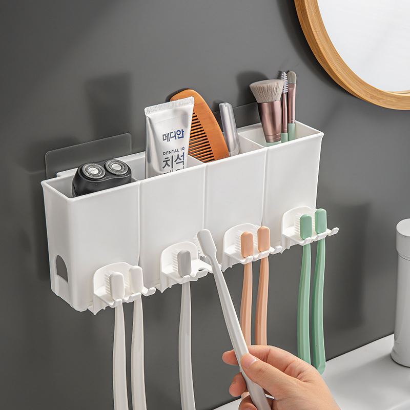 Cepillo de dientes titular de baño ponche-libre de cuatro boca taza de lavado creativo Red rojo cepillo de dientes titular de la taza ponche-traje libre