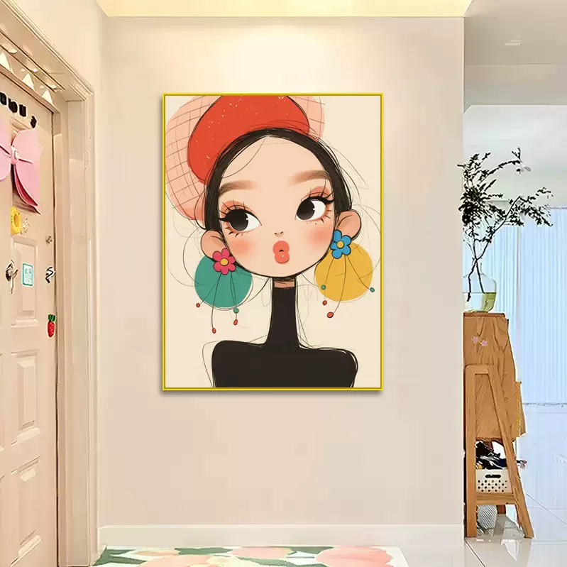 多巴胺超可爱俏皮女孩装饰画ins卡通儿童房卧室床头壁挂画