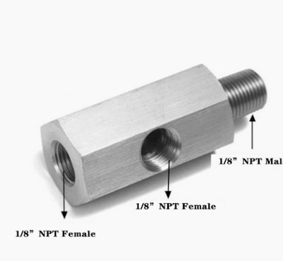 Cross-border modified auto parts M12 tee to 1/8NPT side hole oil pressure sensor adapter diameter change joint (Other starting systems) - single-hole-18npt