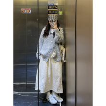 学院风日系夹棉半身裙女冬季新款蓬蓬花苞半裙高腰显瘦加厚长棉裙