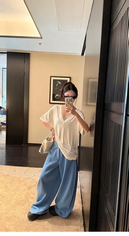 【现货】2025慵懒风松弛感弯刀阔腿裤女夏新款设计感轻薄百搭休闲|undefined