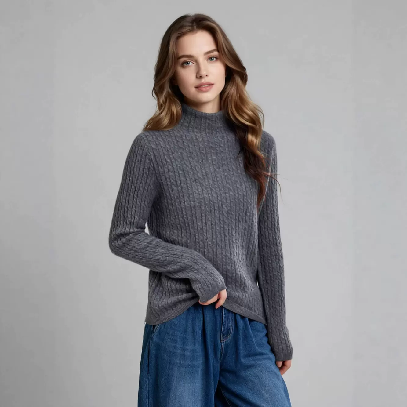 秋冬半高领显瘦纯羊绒衫女修身针织衫韩版收腰内搭打底衫纯山羊绒