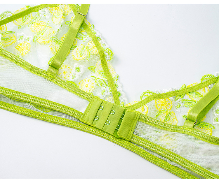 Speed Bra Sexy Sexy Mesh Floral Embroidery without Steel Ring Two Piece Sets