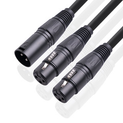 0.5m shielded wire metal head three-core balanced XLR one-to-two female XLR one-to-two mixer audio cable