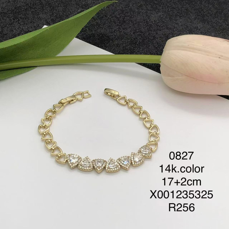 Pulsera Geométrica 14K para Mujer de Aleación de Cobre con Pedrería image 14