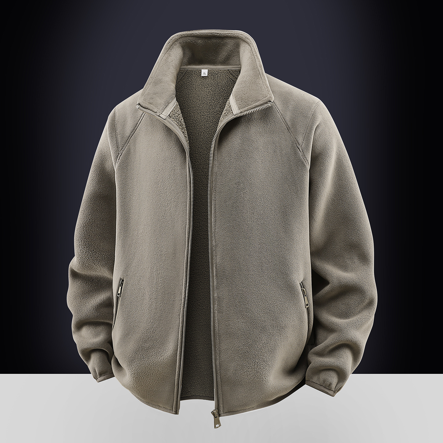 NiaoJia's same high-quality autumn and winter fleece-lined thickened stand-up collar warm jacket, Oli fleece zip-up fleece jacket