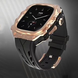 Suitable for Apple Watch Integrated Strap 49mm Color-Blocking Iwatchs11Ultra32 Modified Silicone Strap Cross-Border
