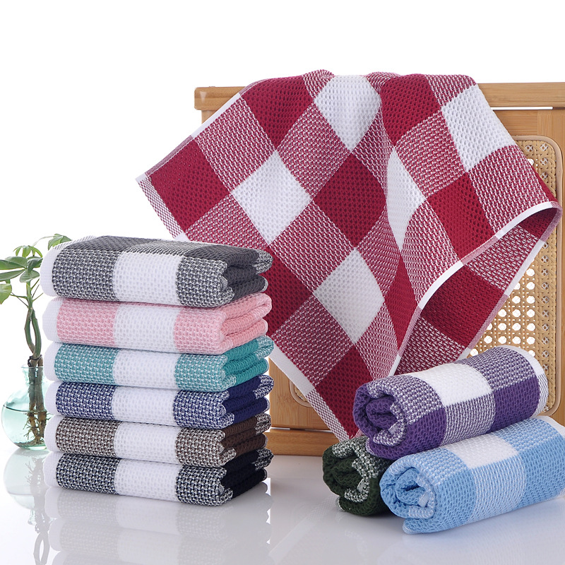 Manufacturer Wholesale Pure Cotton Face Towels, Cross-border Hot-selling Yarn-dyed Plaid Style, Soft And Absorbent_voghion.com