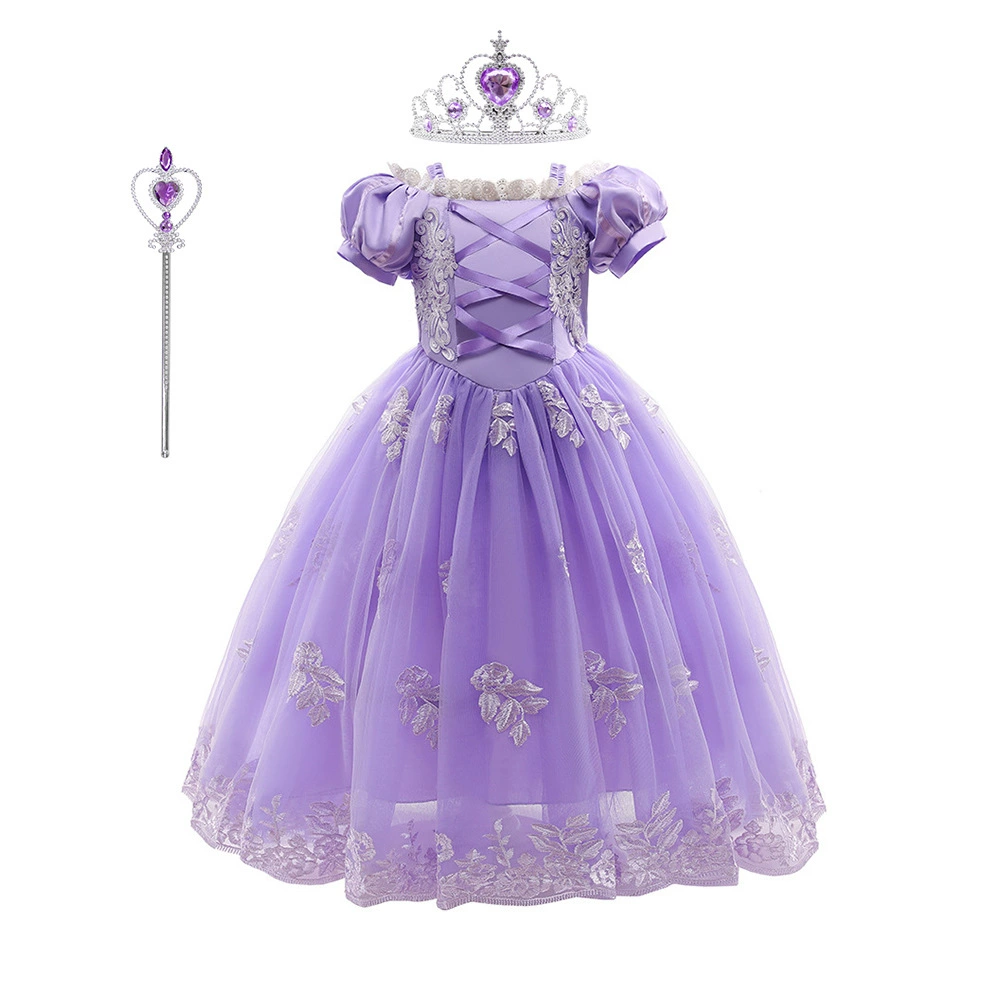 2021 новая трансграничная Внешняя торговля Хэллоуин детская одежда Рапунцель платье с короткими рукавами юбка для девочек летнее платье