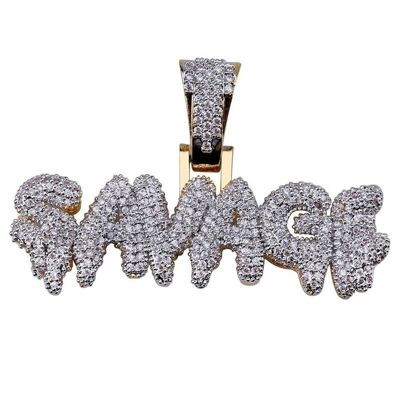 Hip Hop Bubble Letter Savage Collana Gioielli in ottone con ciondolo in oro_voghion.com