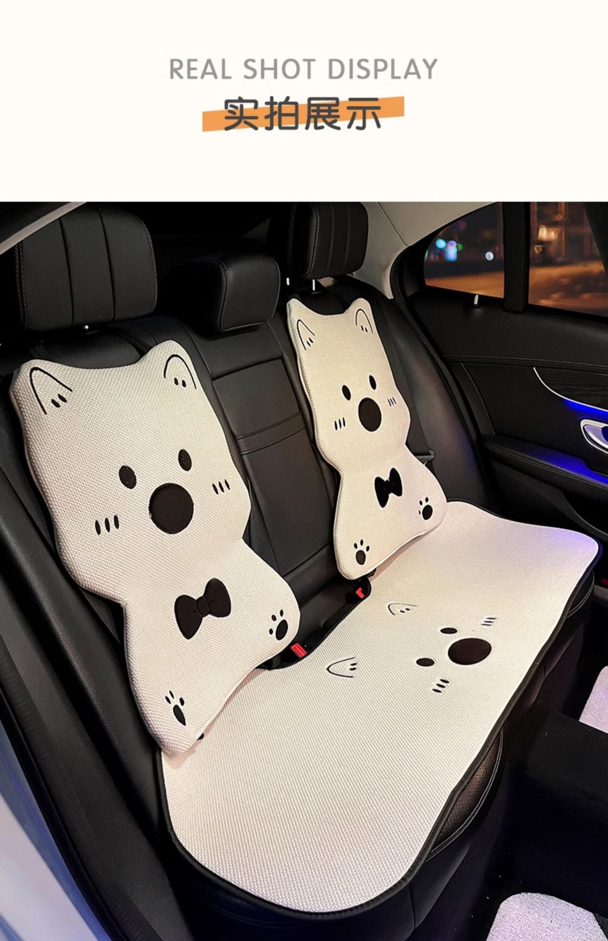 Linen Car Seat Cushion, Suitable for All Seasons, Women's 2025 New Model, Cute Puppy Design, Rear Seat Single Piece, Skin-Friendly and Breathable Seat Cover