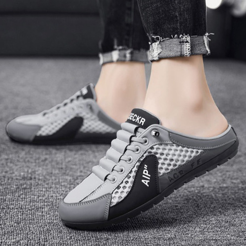 Boothao men's shoes 2025 summer outerwear slip-on flat sandals casual no back trend shoes