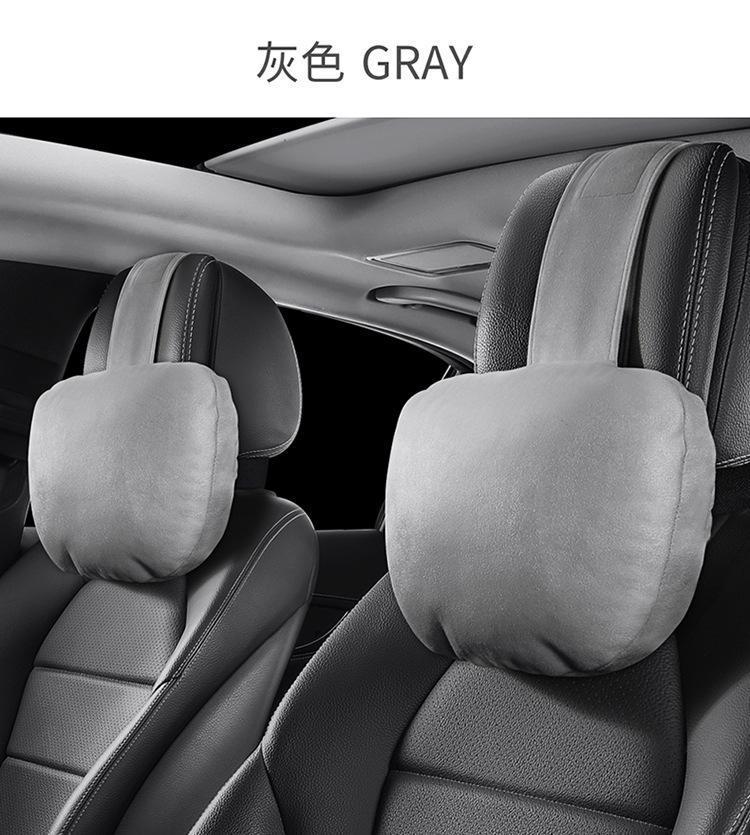 Universal Car-Grade Comfortable Lumbar Support Suede Headrest Neck Pillow Lumbar Cushion Head and Waist Protector Car Lumbar Pillow