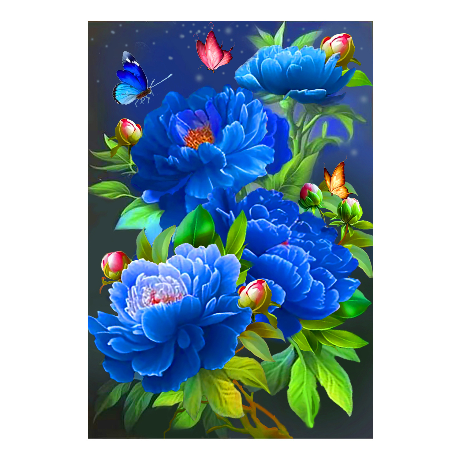 Mona Lisa real Cruz puntada azul peonía nueva flor bordado vertical hecho a mano pintura decorativa hilo bordado image 6