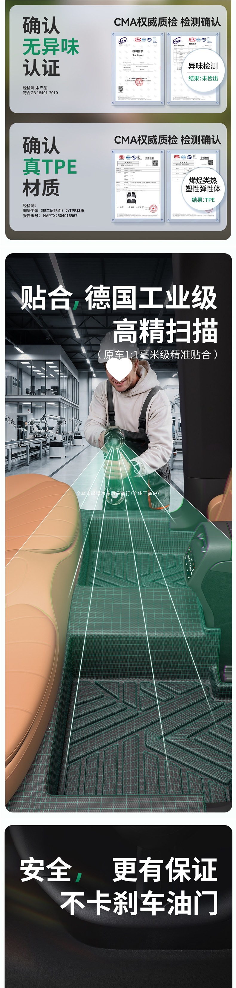 TPE full-coverage car floor mat for the driver's side, single piece, fully encircling the driver and passenger seats