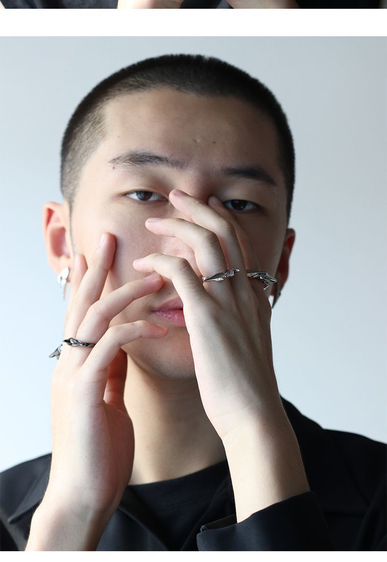 fashion personality niche plated s925 silver open ring men and women