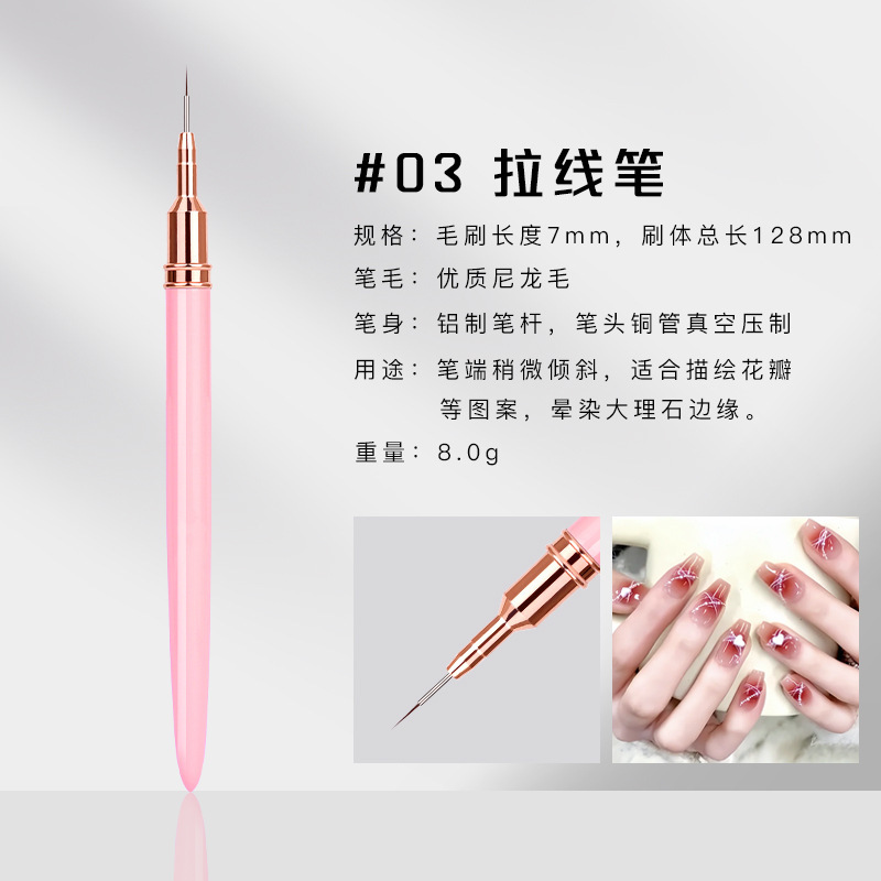 Juego de bolígrafos de uñas rosas transfronterizas 10 varillas de metal para dibujar líneas de dibujo de flores, fábrica de bolígrafos de uñas de barrido pintados
