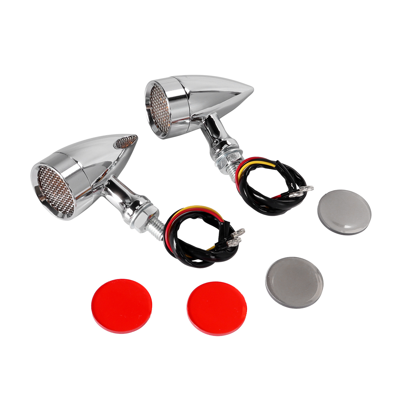 Motorcycle Retro Modified Aluminum Alloy Turn Signal Light Harley Cruiser Led Grid Bullet Turn Light
