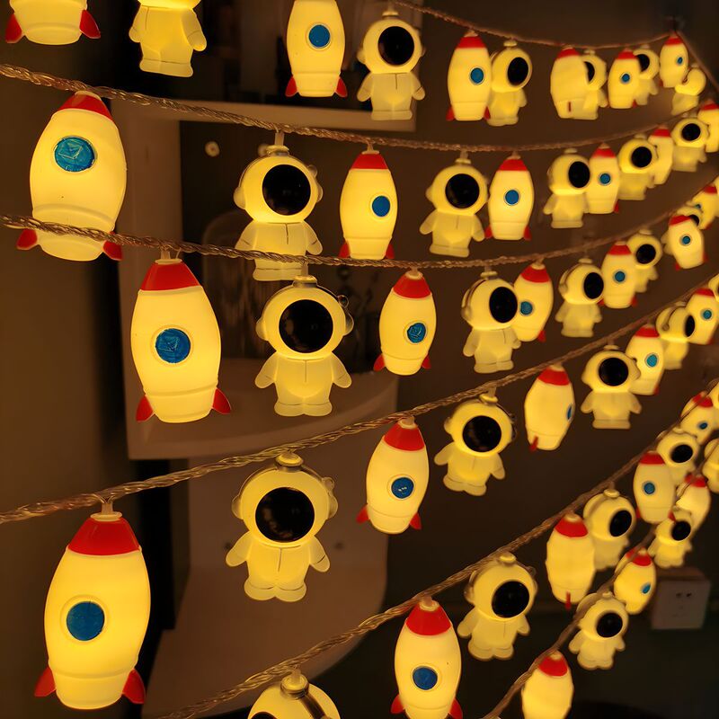 LED Rocket Astronaut Colored Lights String Lights Holiday Party Atmosphere Lights Romantic Birthday Arrangement Children's Room Decoration