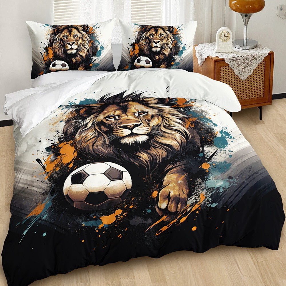 TEMU / JIT textil doméstico molido impresión digital ropa de cama kit león patrón creativo fuente fábrica