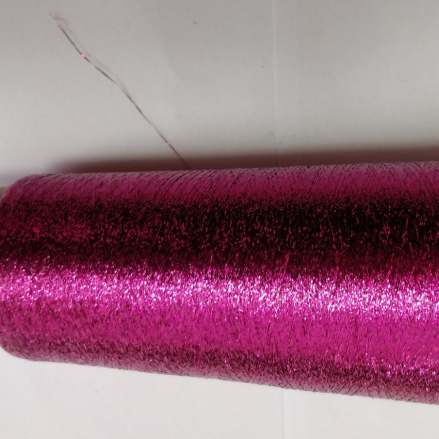 高亮金属金黄色纱线布艺织领子袖口用加细梅红色亮纱深雪青铝箔线