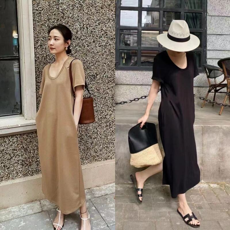 [Featured Recommendation] Yuran 26 Spring/Summer New Modal Sand Washed Air Layer Collar Short Sleeve Knitted Dress