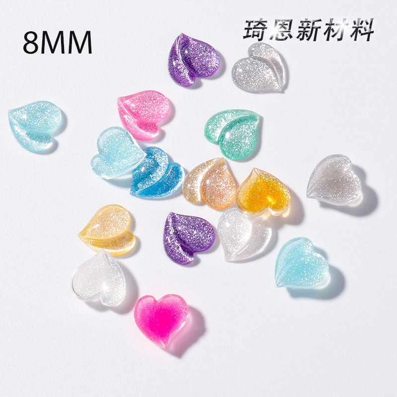 Crooked heart patch heart-shaped flat diamond glitter powder shiny love nail diamond jewelry wholesale nail decoration accessories