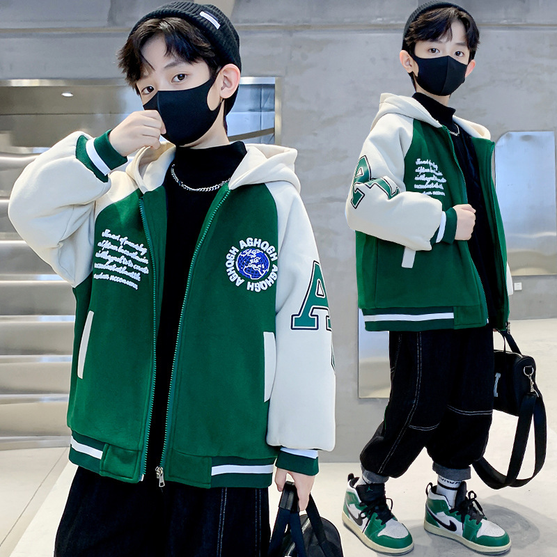 儿童装男童外套春秋冬款2025新款秋季衣服男孩夹棉中大童棒球服潮|undefined