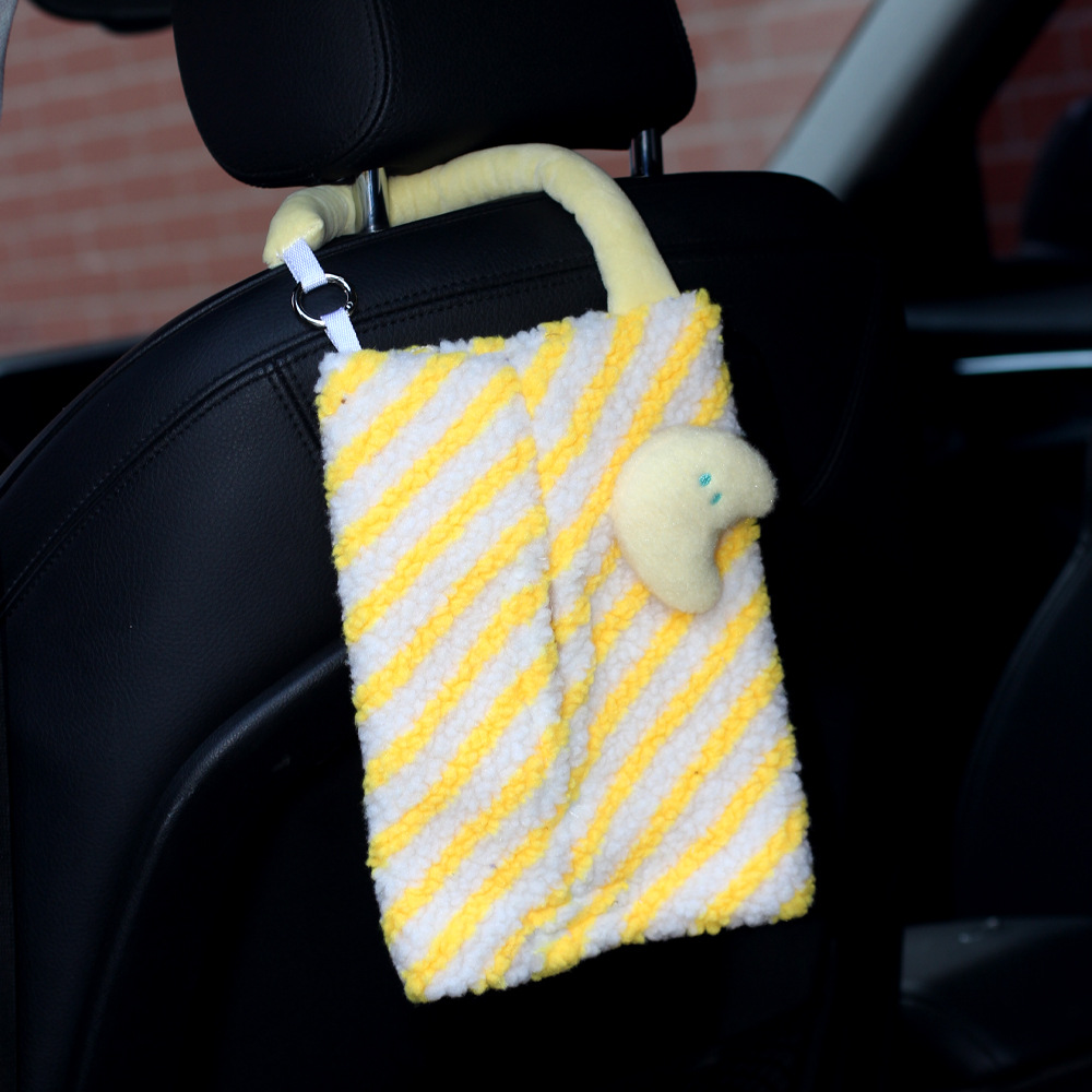 Nueva caja de toallas para automóviles con rayas de peluche para automóviles colgantes multifuncionales de toallas para automóviles de doble uso