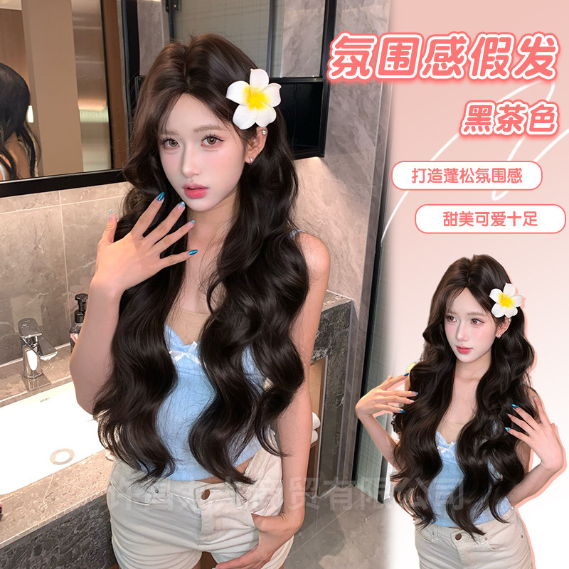 Marwan Wig for Women Daily New Style Long Curly Hair with Bangs Natural and Realistic Full Headgear